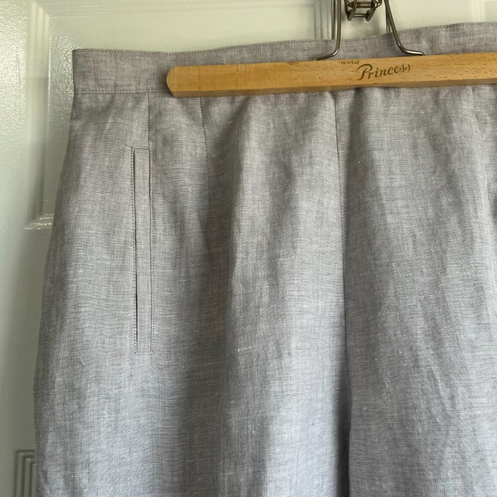 Talbots 100% Irish Linen Cropped Pleated Trouser in Oatmeal - Picture 5 of 9